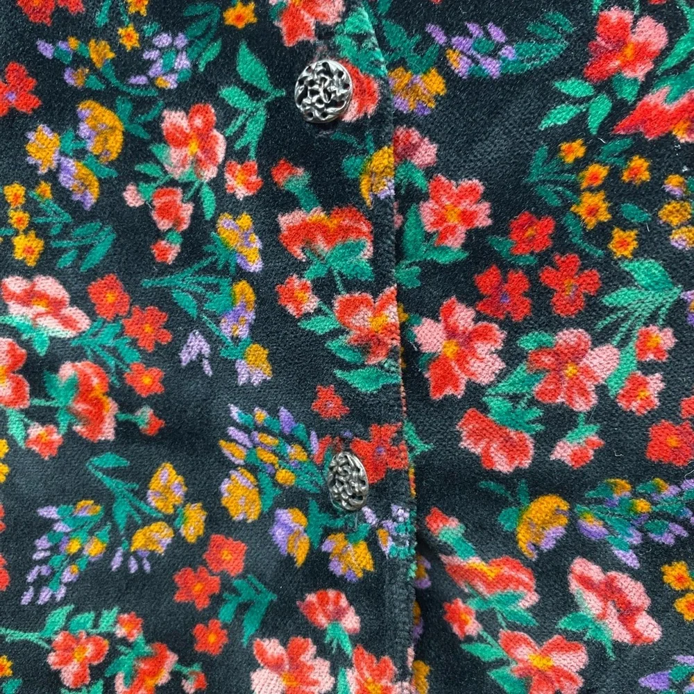 Vintage 90s GAP Floral Velvet Kids Button up Dress - Girls XXS - Picture 3 of 8